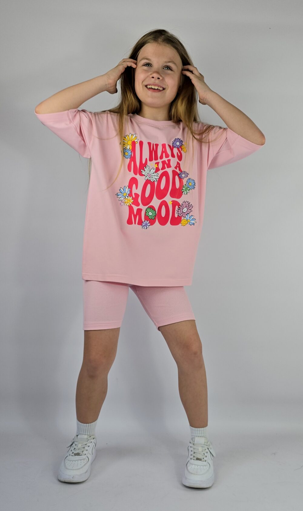 T-SHIRT OVERSIZE BABY PINK KWIATUSZKI - obrazek 5