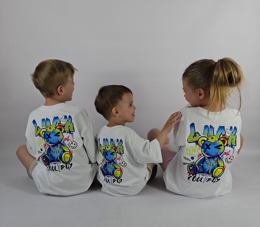 T-SHIRT OVERSIZE MISIEK2 PLECY BIAŁY - obrazek 3