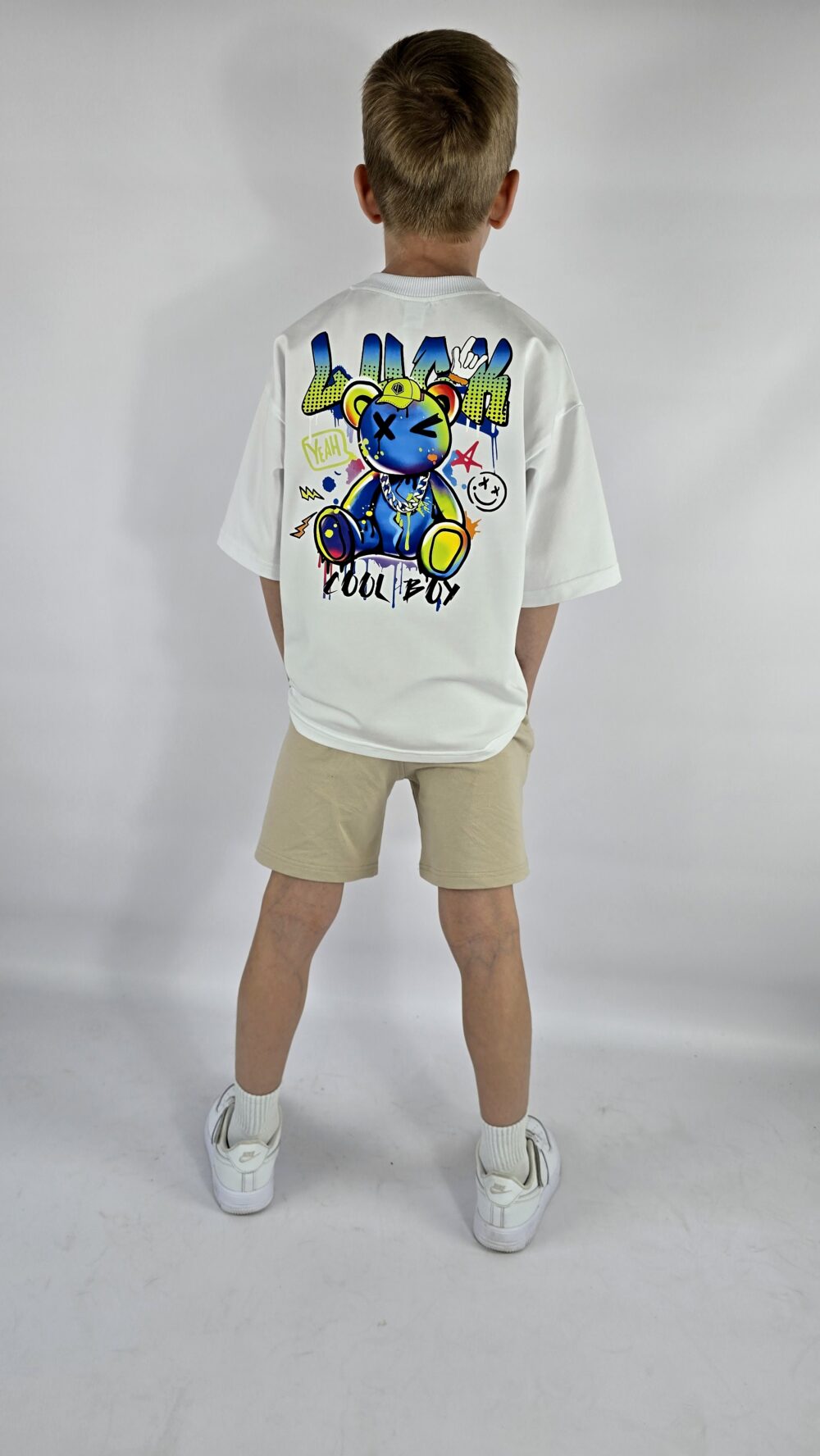 T-SHIRT OVERSIZE MISIEK2 PLECY BIAŁY - obrazek 4