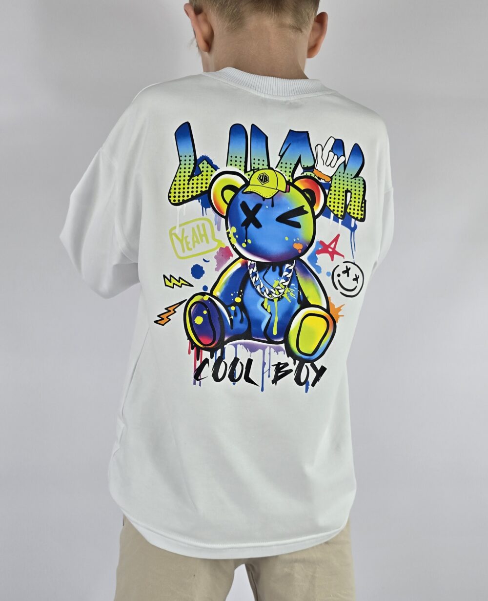 T-SHIRT OVERSIZE MISIEK2 PLECY BIAŁY