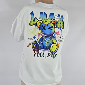 T-SHIRT OVERSIZE MISIEK2 PLECY BIAŁY