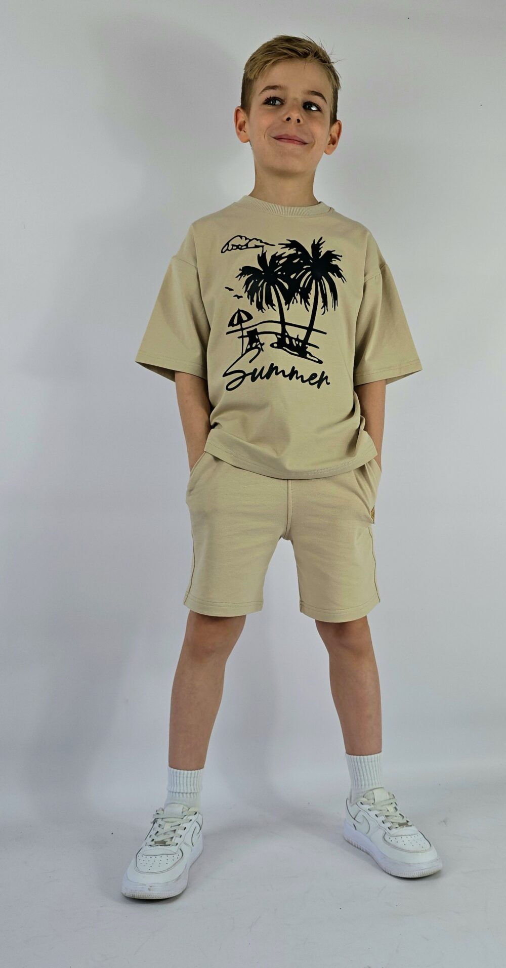 T-SHIRT OVERSIZE BEŻ SUMMER - obrazek 2