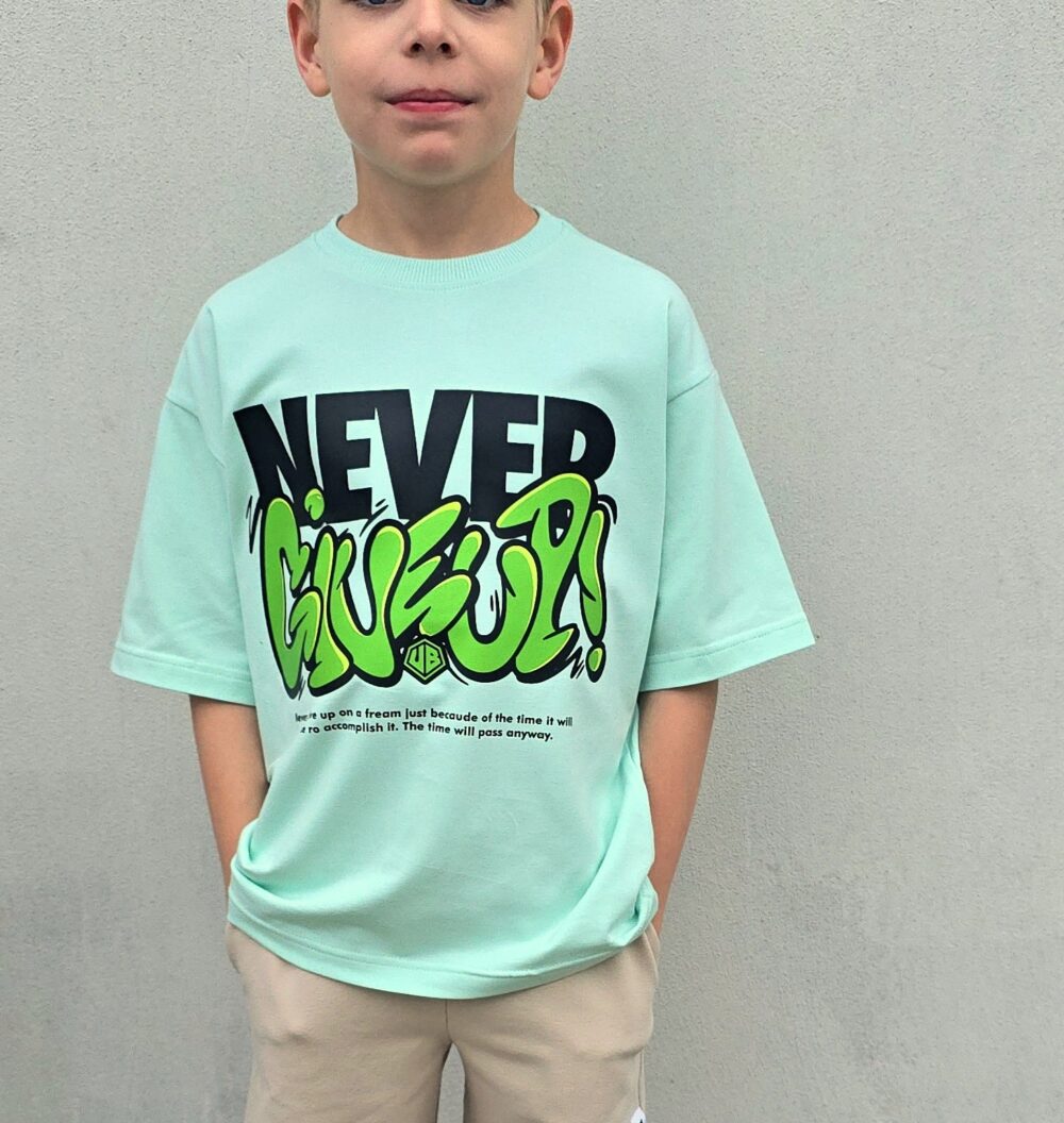 T-SHIRT NEVER GIVE UP MINT