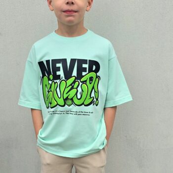 T-SHIRT NEVER GIVE UP MINT
