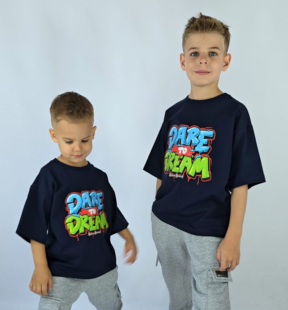 T-SHIRT GRANATOWY DARE TO DREAM OVERSIZE