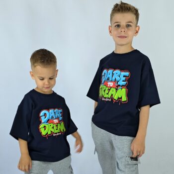 T-SHIRT GRANATOWY DARE TO DREAM OVERSIZE